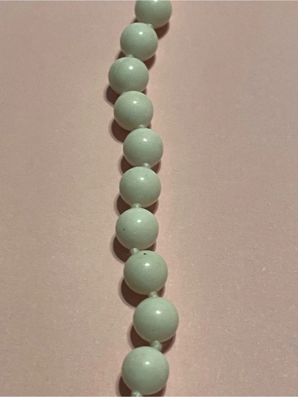 14K GF Knotted Milk Glass Bead Necklace #9181